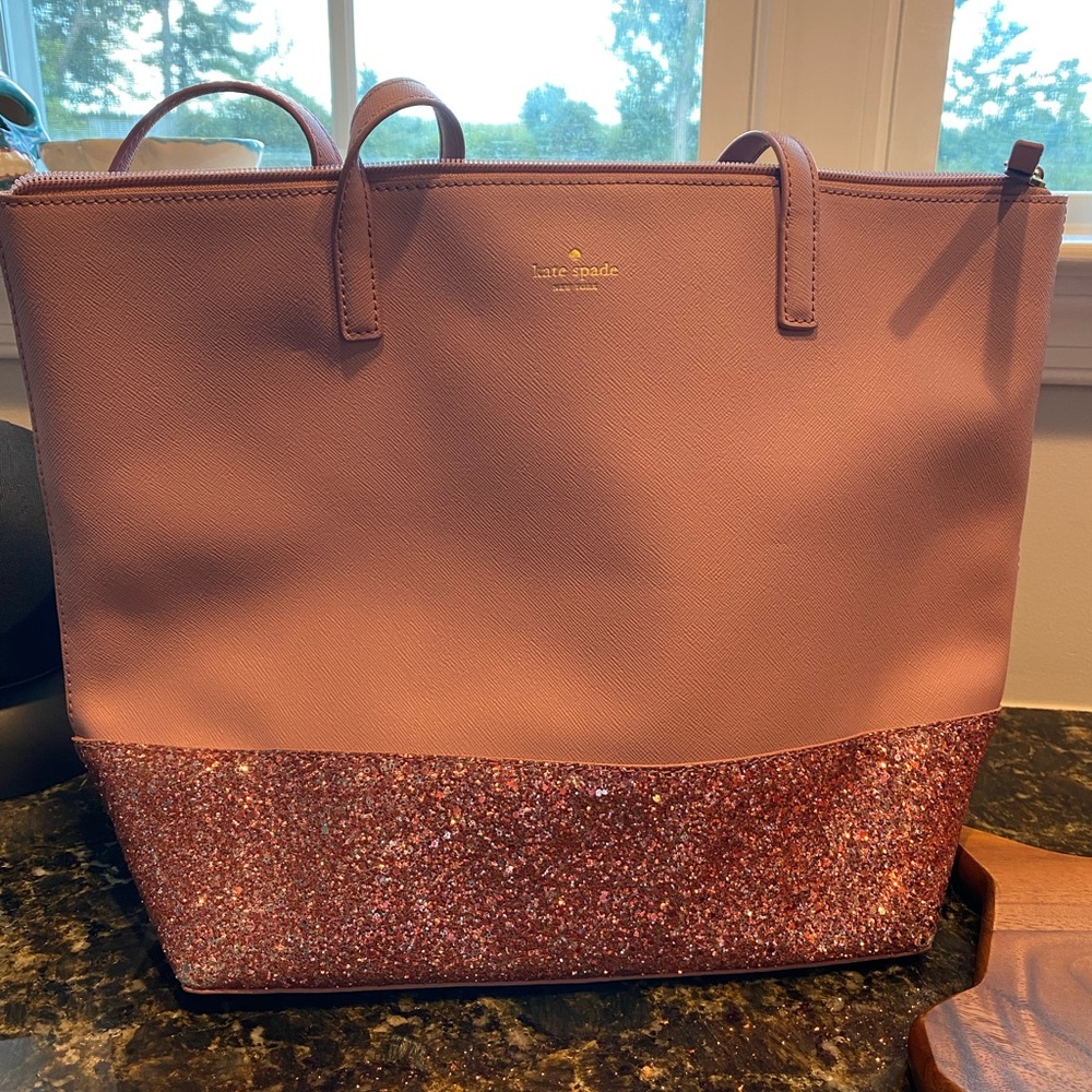 Kate spade pink sparkle tote shoulder bag